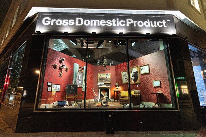 A look at Banksy's new pop-up shop; Gross Domestic Product