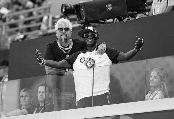 Flavor Flav as the US Women's Waterpolo team hype man